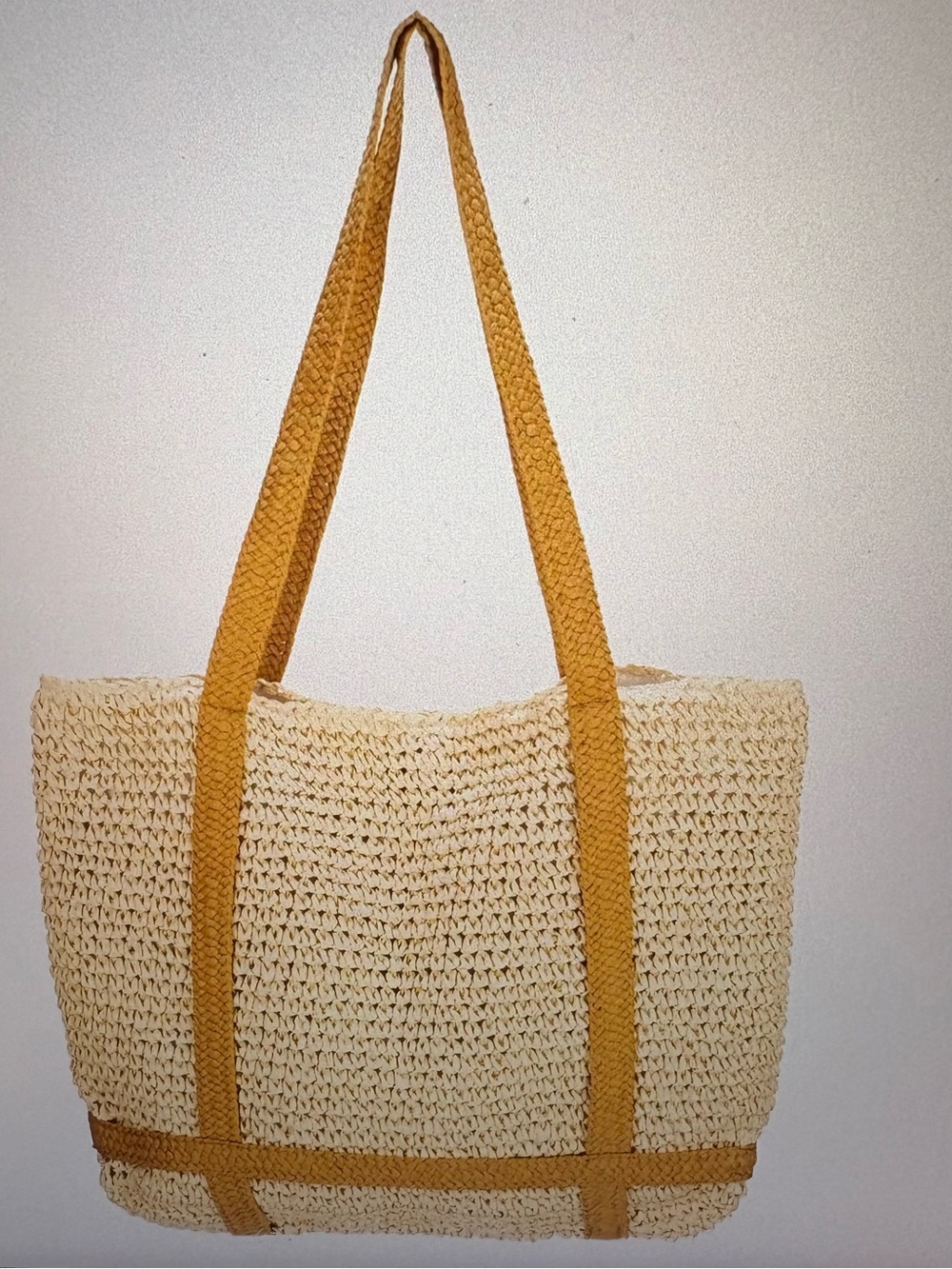 NWT Bay Sky Woven Straw Tote Bag w/Hat Holder Straps